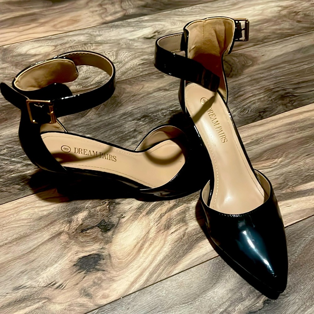 Ankle strap black heels